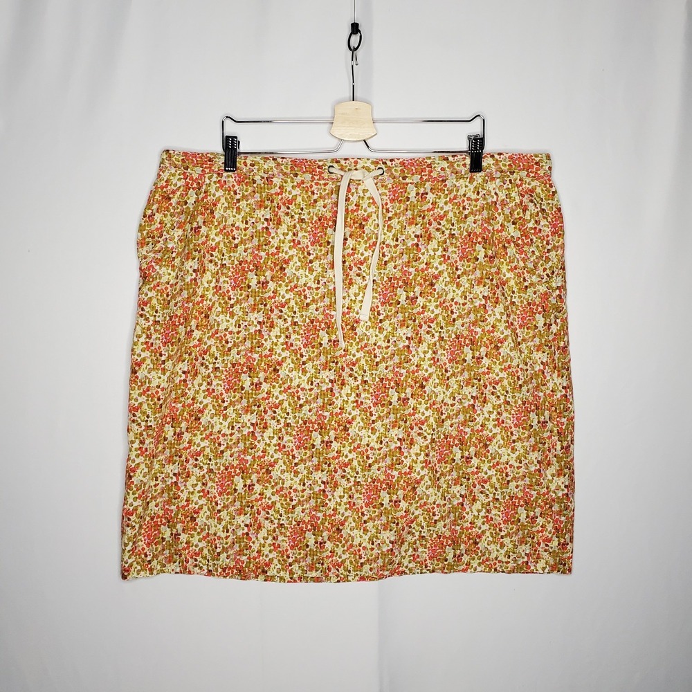 Eddie Bauer Gauze Skirt XL TALL Earthy Multicolor Floral Drawstring Artsy Mini